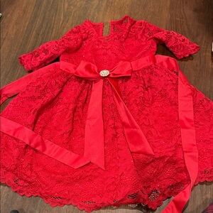Rare Editions Red Lace Formal Dress for Kids